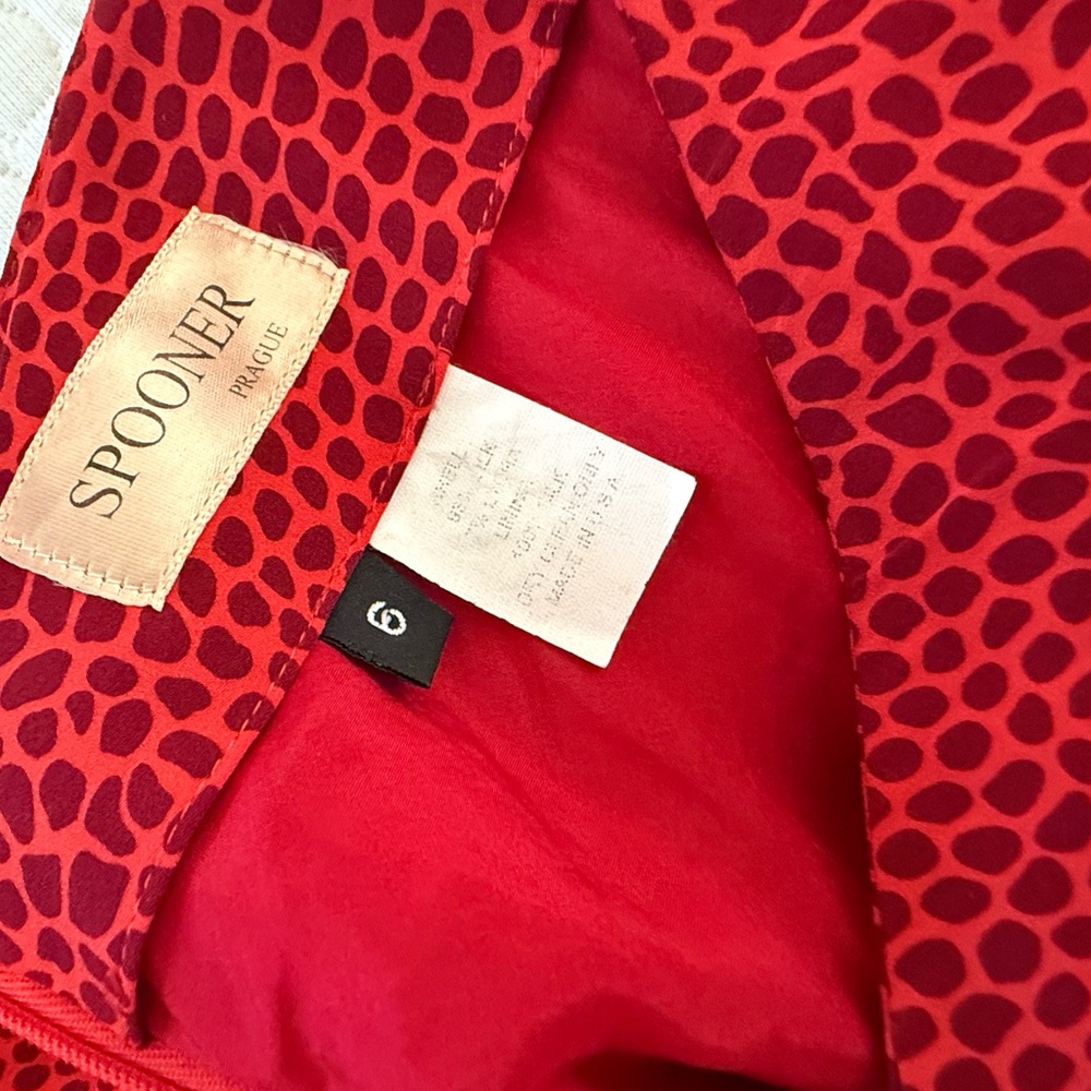 Y2K Vintage SPOONER Prague Red Silk Animal Print Realisation Par Skirt Sz 6/M - Picture 9 of 10